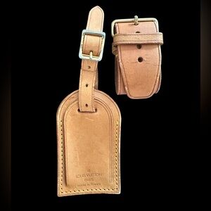 Authentic Louis Vuitton Vachetta Luggage Tag and Poignet